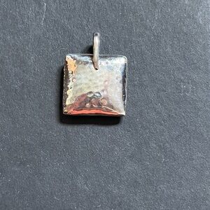 Vintage sterling Silver Hammered Square Pendant